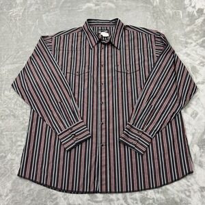Wrangler Shirt‎ Mens XXL Red Gray Striped Long Sleeve Snap Button Western Rodeo